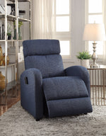 Benzara Concha Recliner with Power Lift, Blue Fabric