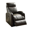 Benzara Faux Leather Recliner Chair with Power Lift and Side Pocket, Dark Brown