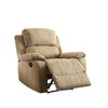 Benzara Microfiber Metal Recliner Chair with Pillow Top Armrest, Beige