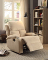 Benzara Rosia Homey Recliner , Beige Linen