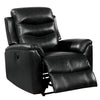 Benzara Leather Power Recliner Chair with Tufted Tight Back, Black