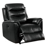 Benzara Leather Power Recliner Chair with Tufted Tight Back, Black