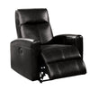 Benzara Leather Power Motion Recliner Chair with Tight Back, Black