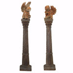 Benzara Magnesia Sculptural Cherubs on Pedestal, Brown, Set of 2