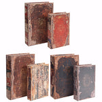 Benzara Set of 6 Antique Distressed Book Boxes, Multicolor, 3 Assortment