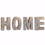 Benzara Beautiful `HOME` Decor With Feather Accents, White and Gold, Set of 4