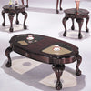 Benzara Canebury Coffee/End Table Set, Cherry, Pack of 3 Pieces