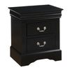 Benzara 2 Drawer Wooden Nightstand with Antique Metal Handles, Black