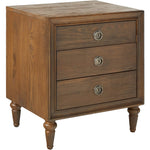 Benzara 3 Drawer Wooden Nightstand with Turned Tapered Legs, Brown