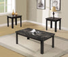 Benzara Rectangular Faux Marble Top Coffee Table with 2 End Tables, Set of 3,Black