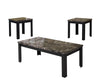 Benzara 1 Coffee Table and 2 End Table Set with Faux Marble Top, Black