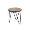 Benzara Round Wooden Banded Top End Table with Hairpin Legs, Gray