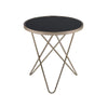 Benzara Valora End Table, Black Glass & Champagne