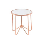 Benzara Frosted Glass Top End Table with Metal Tubular Base, Gold and White