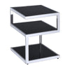 Benzara Alyea End Table, Black Glass & Chrome