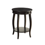 Benzara 1 Drawer Round Shape Wooden End Table with Cabriole Legs, Espresso Brown