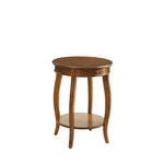 Benzara 1 Drawer Round Shape Wooden End Table with Cabriole Legs, Walnut Brown