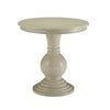 Benzara Round Shape Wooden Accent Table with Pedestal Base, Antique White