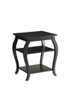 Benzara Wooden End Table with 2 Open Shelves and Cabriole Legs, Black