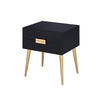 Benzara Denvor Square End Table with Drawers, Black & Gold