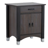 Benzara Rectangular One Drawer Wood Nightstand by Calp, Grey & Brown