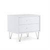 Benzara Contemporary 2 Drawers Wood Nightstand by Deoss, White