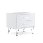 Benzara Contemporary 2 Drawers Wood Nightstand by Deoss, White