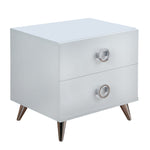 Benzara Modern Style Wood & Metal Nightstand by Elms, White & Chrome