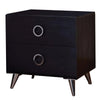 Benzara Contemporary Style Wood & Metal Nightstand by Elms, Black & Chrome