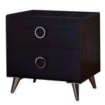 Benzara Contemporary Style Wood & Metal Nightstand by Elms, Black & Chrome