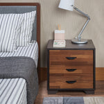 Benzara Rectangular 3 Drawers Wood Nightstand by Eloy, Brown