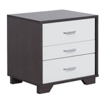 Benzara Classic 3 Drawers Wood Nightstand by Eloy, White & Black