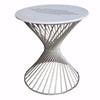 Benzara Beautiful Marble and Nickel Makrana Side Table, White and Gray