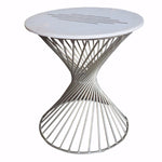 Benzara Beautiful Marble and Nickel Makrana Side Table, White and Gray