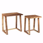 Benzara Solid Wooden Side Tables, Set of 2, Brown