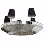 Benzara Modern Style Glass and MDF 5 light Chandelier, Silver and Black