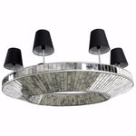 Benzara Unique Glass and MDF 6 light Chandelier, Silver and Black