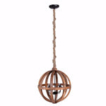 Benzara Wood Cutout Sphere Chandelier With Rope Hanger, Brown