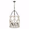 Benzara Joliette 4 Light Wood Chandelier, White