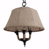 Benzara Lamp Shade Style Metal and Rope Chandelier, Brown