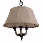 Benzara Lamp Shade Style Metal and Rope Chandelier, Brown