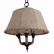 Benzara Lamp Shade Style Metal and Rope Chandelier, Brown