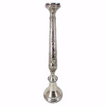 Benzara Elegantly Charmed Glass Candlestick Holder, Silver