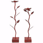 Benzara Amazing Flower Candle Holders, Set of 2, Red