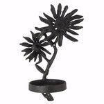 Benzara Flower Shaped Iron T Light Candle Holder, Black