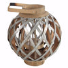 Benzara Wood and Metal Round Shanghai Lantern, Silver and Brown