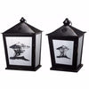 Benzara Beautifully Shaped Metal Candle Lanterns, Set of 2, Black
