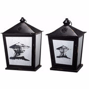 Benzara Beautifully Shaped Metal Candle Lanterns, Set of 2, Black