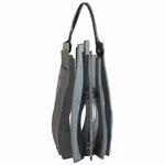 Benzara Wood and Leather Hanging Lantern, Gray
