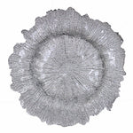 Benzara Glorious Glass Charger Plate, Silver